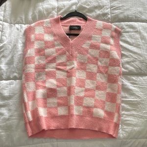 Check pattern knitted sweater vest